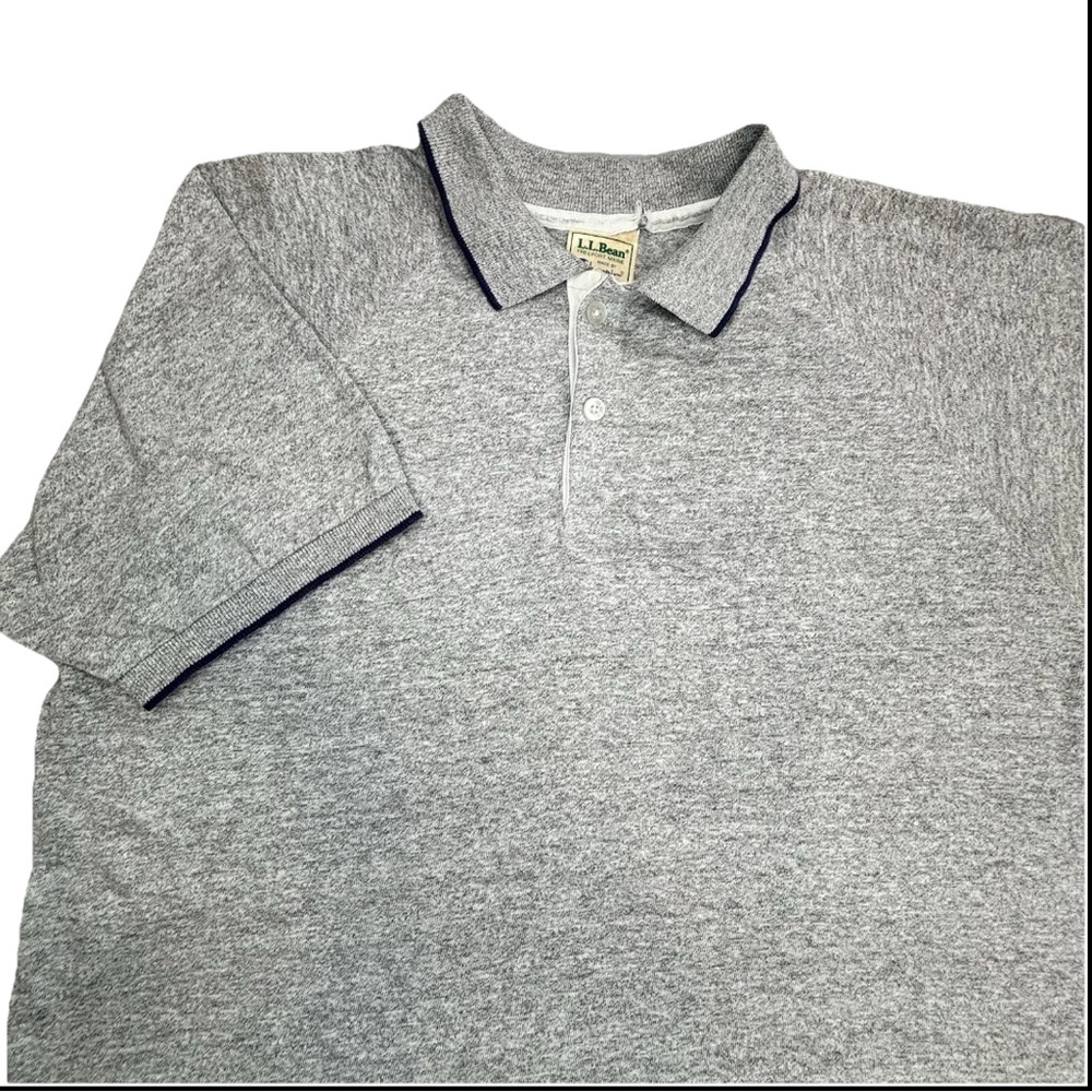 Vintage Ll Bean Made By‎ Champion Polo Shirt Men’s Large Gray Freeport Maine 80s